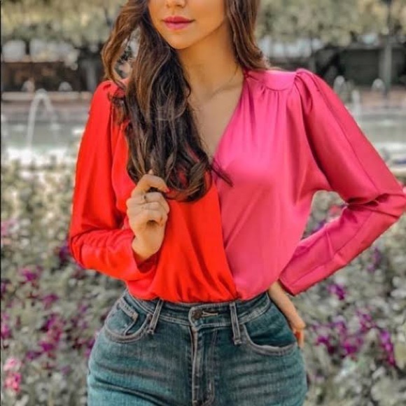 *24 HOUR SALE* The Sweetest Thing Red and Pink Colorblock Bodysuit - Picture 2 of 13